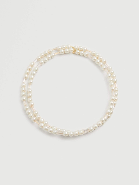 

MANGO Set of 2 White Beaded Choker Necklace
