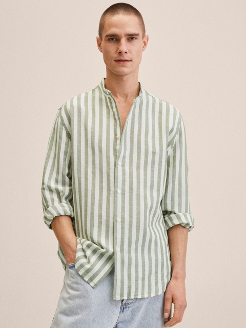 

MANGO Man White Striped Casual Shirt