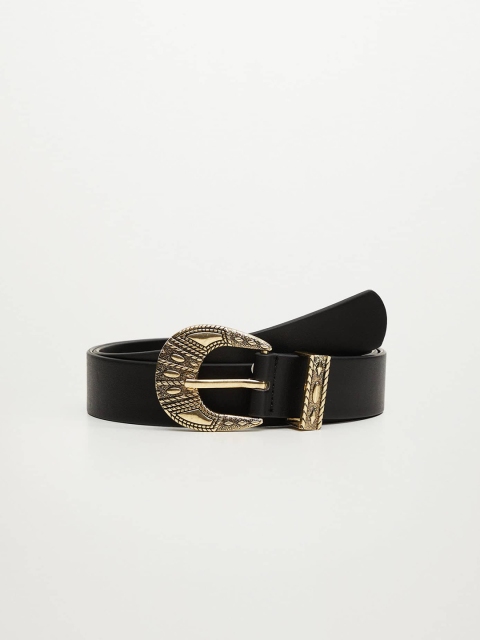 

MANGO Women Black Solid Belt with Embossed Buckle