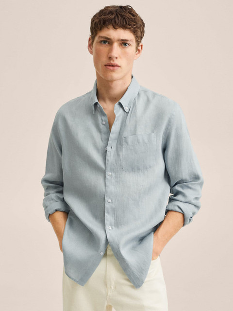 

MANGO Man Blue Casual Shirt