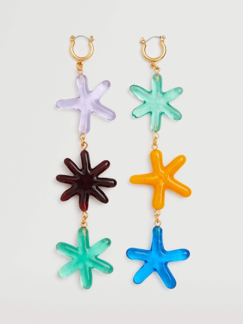 

MANGO Gold-Toned Star-Shaped Drop Earrings