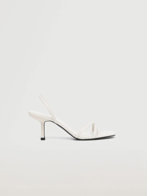 

MANGO Women White Solid Leather Heels