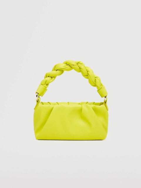 

MANGO Women Fluorescent Green Solid Structured Handheld Bag with Twisted Strap