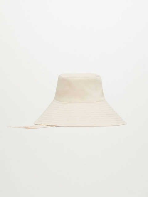 

MANGO Women Off-White Textured Bucket Hat