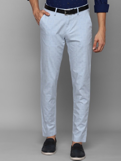 

Allen Solly Men Blue Checked Cotton Slim Fit Trousers
