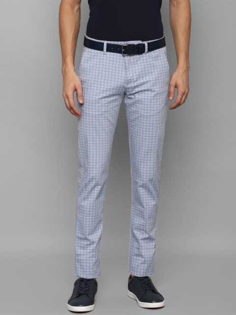 

Louis Philippe Sport Men Blue Checked Slim Fit Trousers 98% Cotton