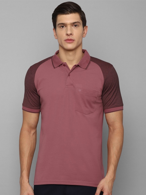 

Louis Philippe Men Purple Colourblocked Polo Collar T-shirt