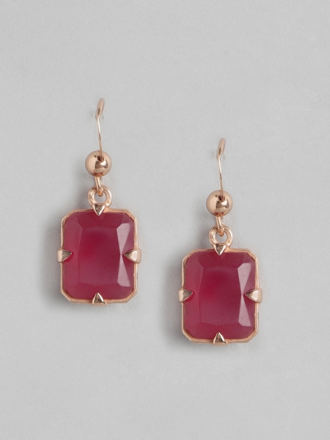 

Carlton London Maroon & Gold-Toned Square Drop Earrings