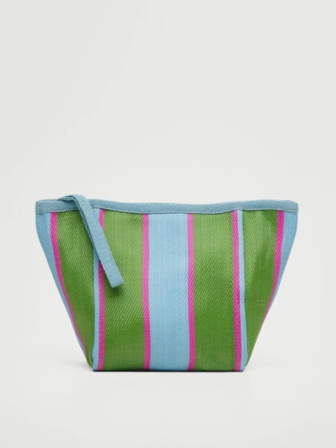 

MANGO Women Green & Blue Striped Cosmetic Pouch