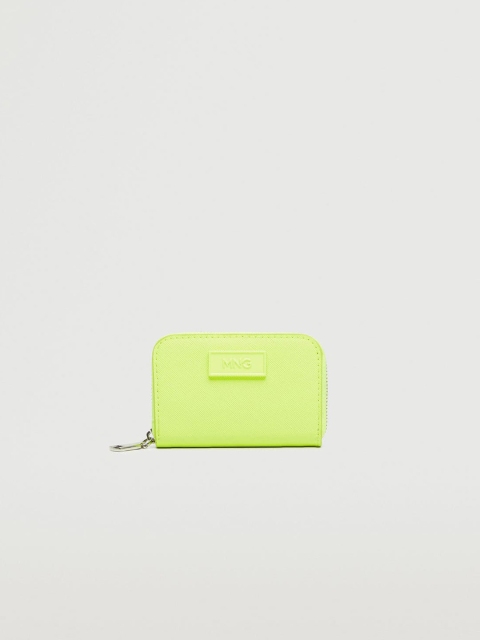

MANGO Women Fluorescent Green Solid Zip Around Wallet