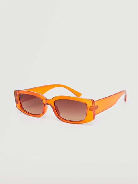 

MANGO Women Brown Lens & Orange Rectangle Sunglasses with UV Protected Lens 27097110
