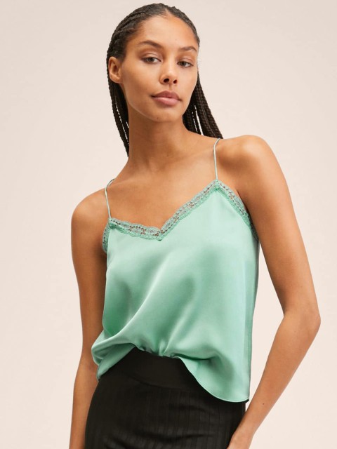 

MANGO Blue Solid Top