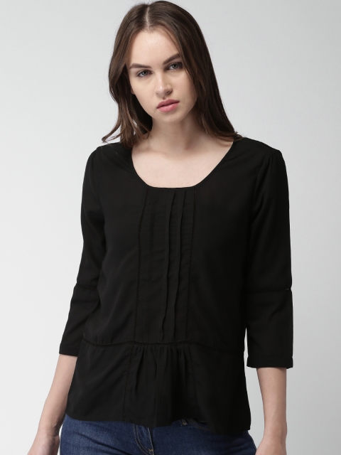 

Mast & Harbour Women Black Solid Peplum Top