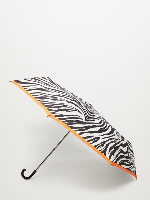 

MANGO Women White & Black Zebra Print Folding Umbrella