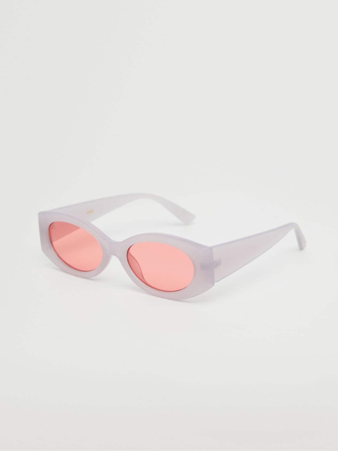 

MANGO Women Pink Lens & Grey Oval Sunglasses with UV Protected Lens 27015773