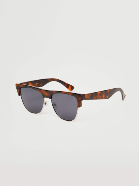 

MANGO Women Grey Lens & Brown Browline Sunglasses with UV Protected Lens 27035767