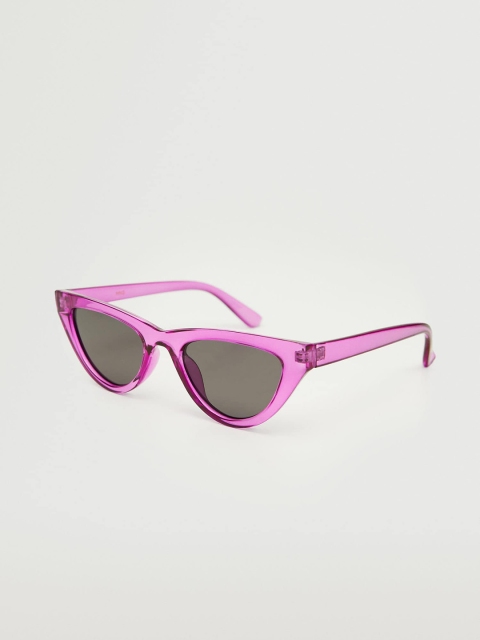 

MANGO Women Black Lens & Purple Cateye Sunglasses with UV Protected Lens