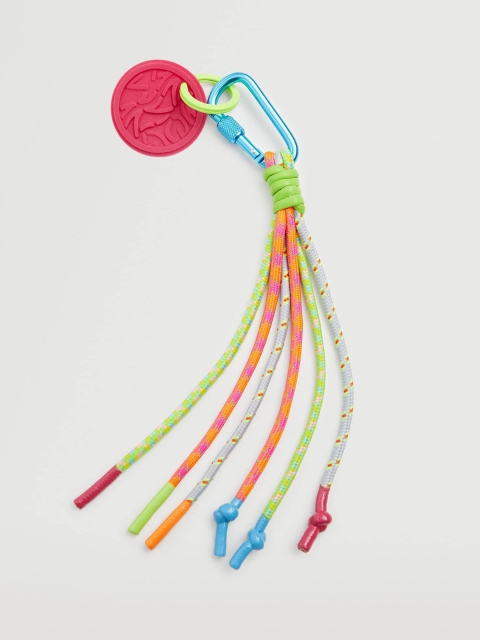 

MANGO Women Neon Green & Pink Keychain with Knot, Fluorescent green