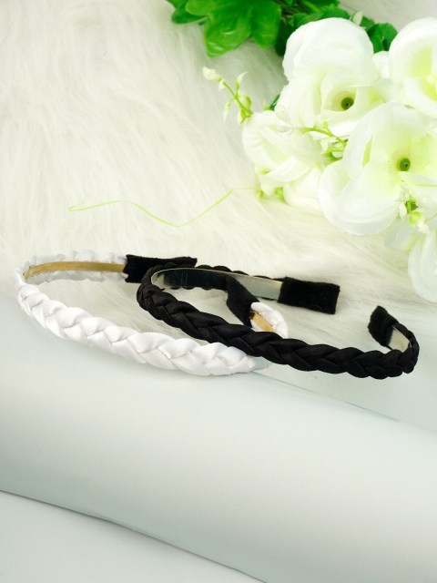 

Ferosh Women White & Black Set of 2 Hairband