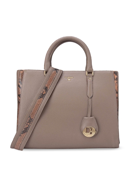 

Da Milano Women Brown Textured Leather Structured Handheld Bag with Tasselled