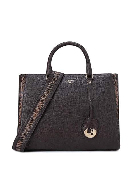 

Da Milano Brown Colourblocked Leather Oversized Structured Handheld Bag