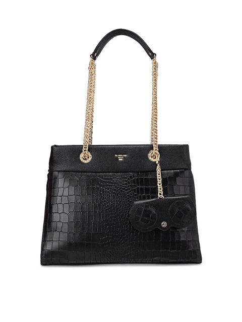 

Da Milano Black Animal Leather Structured Shoulder Bag