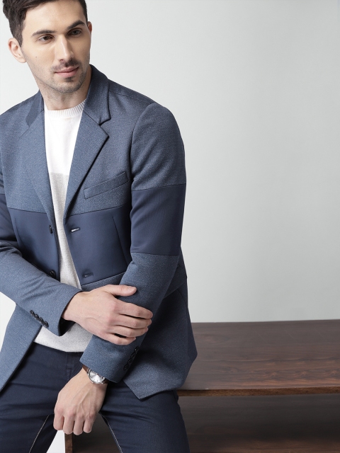 

INVICTUS Blue Solid Slim Fit Single-Breasted Casual Blazer