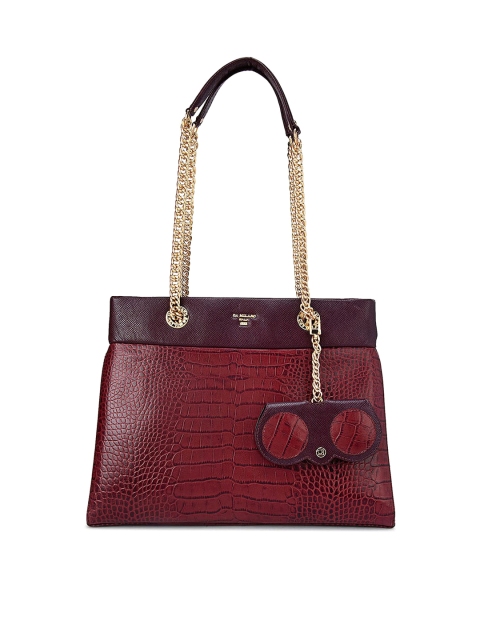 

Da Milano Burgundy Animal Textured Leather Structured Shoulder Bag