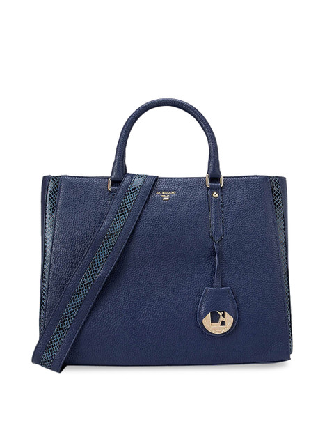 

Da Milano Blue Leather Structured Handheld Bag