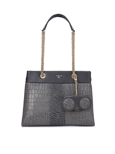 

Da Milano Grey Textured Leather Structured Shoulder Bag