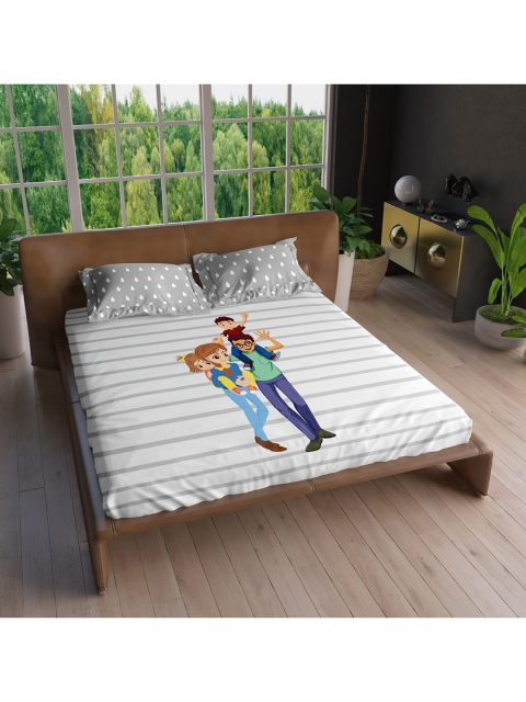 

LABHAM White 220 TC King Bedsheet with 2 Pillow Covers