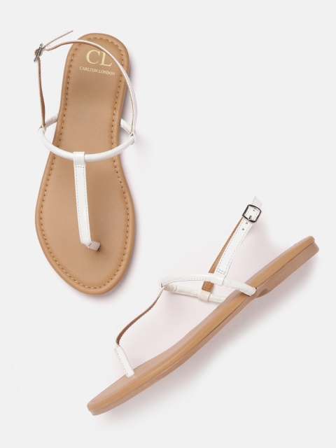 

Carlton London Women White Solid T-Strap Flats