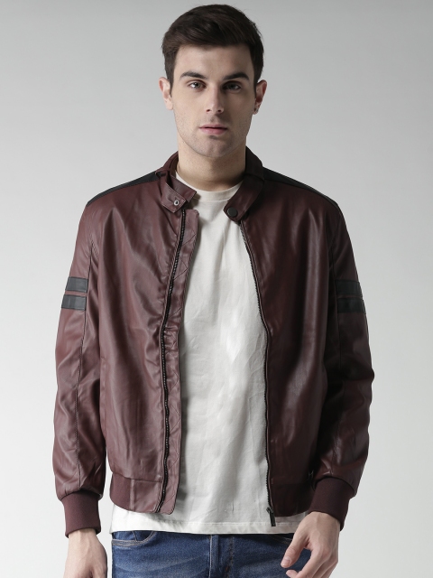

INVICTUS Men Burgundy Solid Bomber Jacket