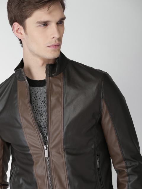 

INVICTUS Men Brown Panelled Bomber Jacket