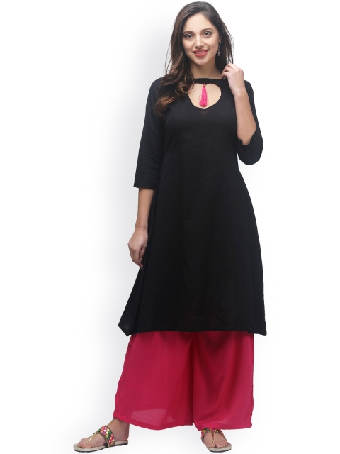 

Abhishti Women Black Solid A-Line Kurta