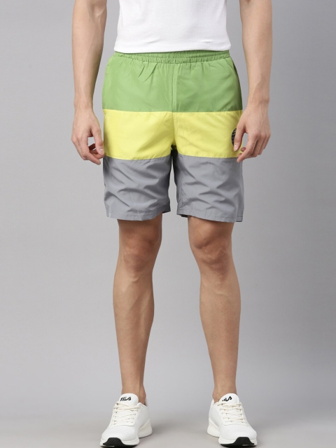 

FILA Men Green Colourblocked Training or Gym Sports Shorts