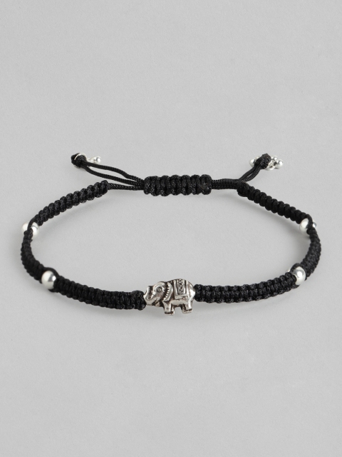 

Zavya 925 Sterling Silver Rose Gold Braided & Twisted Anklet, Black