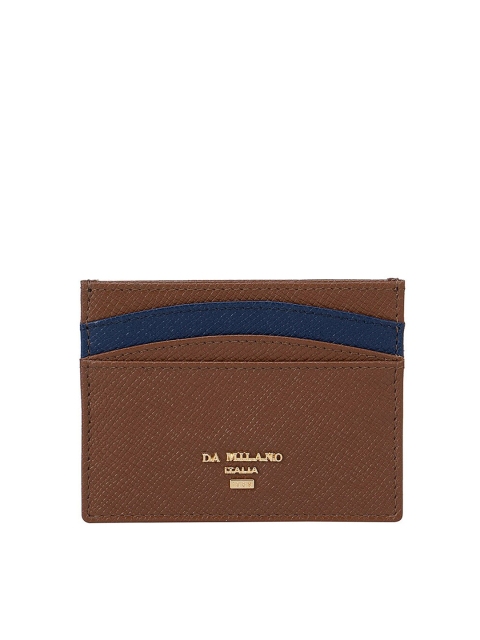 

Da Milano Women Brown & Navy Blue Textured Leather Card Holder