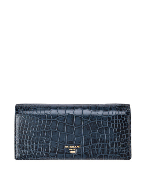 

Da Milano Women Blue & Gold-Toned Textured Leather Two Fold Wallet