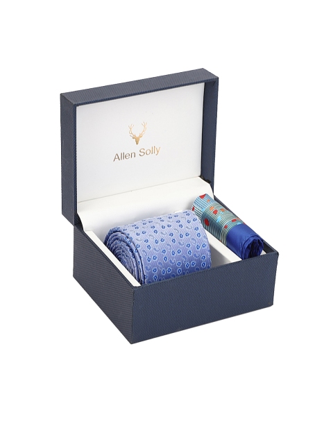 

Allen Solly Men Blue Printed Tie & Pocket Square Accessory Gift Set