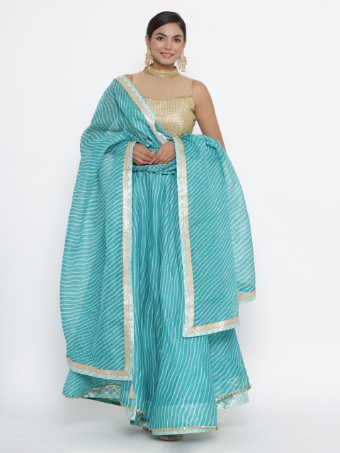 

Kesarya Blue & Gold-Toned Embellished Ready to Wear Lehenga & Unstitched Blouse With Dupatta