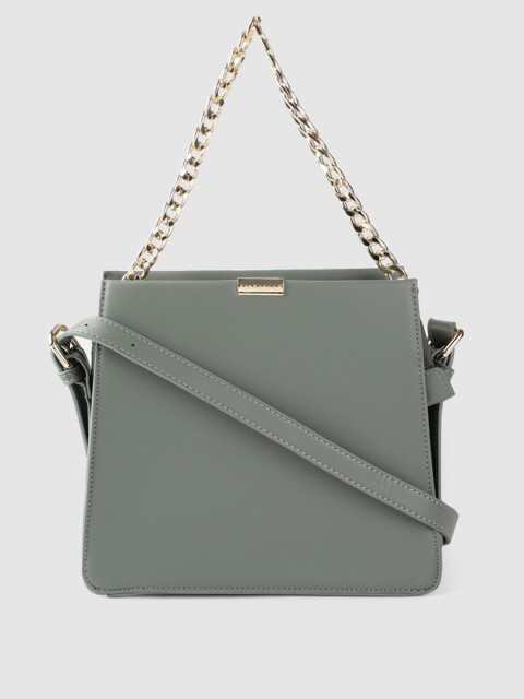 

Van Heusen Sage Green Solid Structured Sling Bag