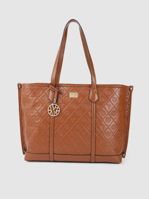 

Van Heusen Tan Brown Brand Logo Printed Oversized Structured Shoulder Bag