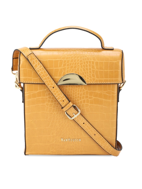 

Van Heusen Woman Yellow Textured PU Bucket Satchel