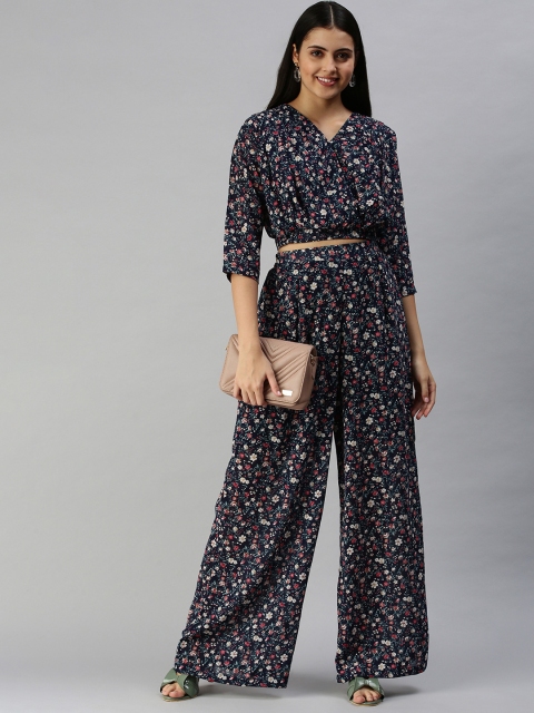 

SHOWOFF Navy Blue Floral Printed Co-Ords Set