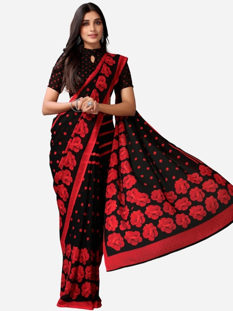 

KALINI Black & Red Floral Saree