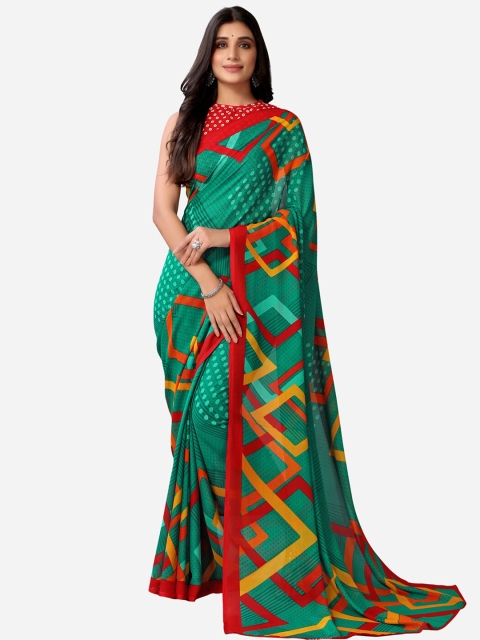 

KALINI Green & Red Saree