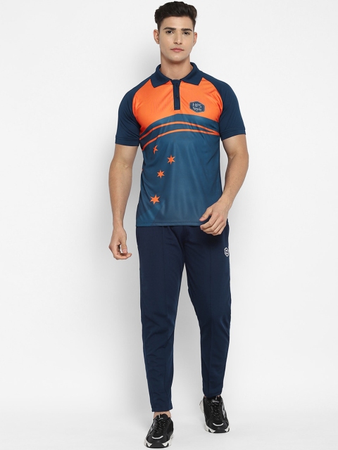 

HPS Sports Men Orange & Navy-Blue Printed Tracksuit