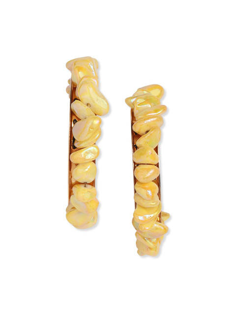 

Blisscovered Yellow & Gold-Toned Circular Hoop Earrings