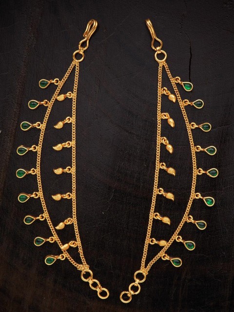 

Kushal's Fashion Jewellery Women Green & Gold-Toned Embellished Hairband